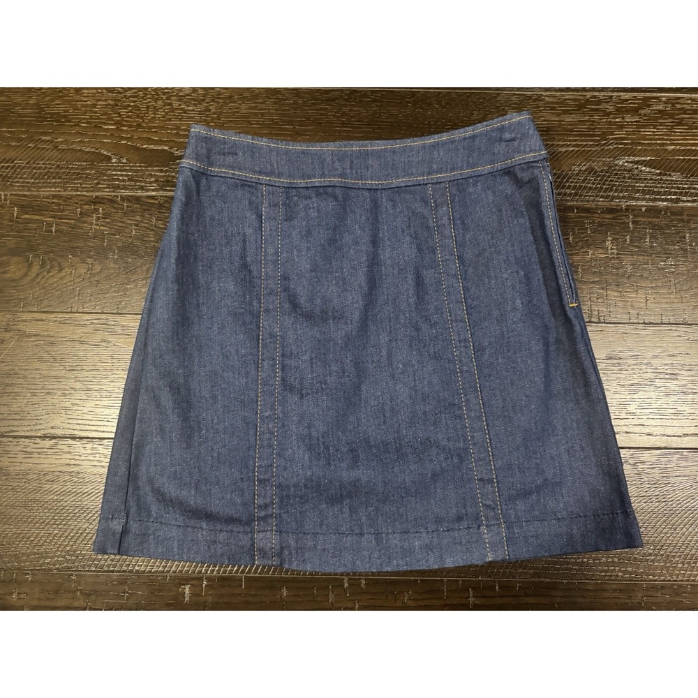 NWT LOFT Denim Skirt Womens Size 28 6 Dark Indigo Wash Blue Panels New Tags